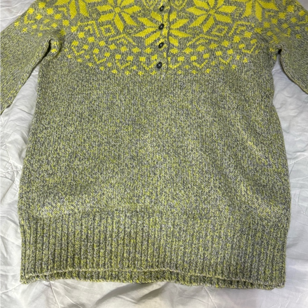C. Wonder Gray and Yellow Crew Neck Sweater